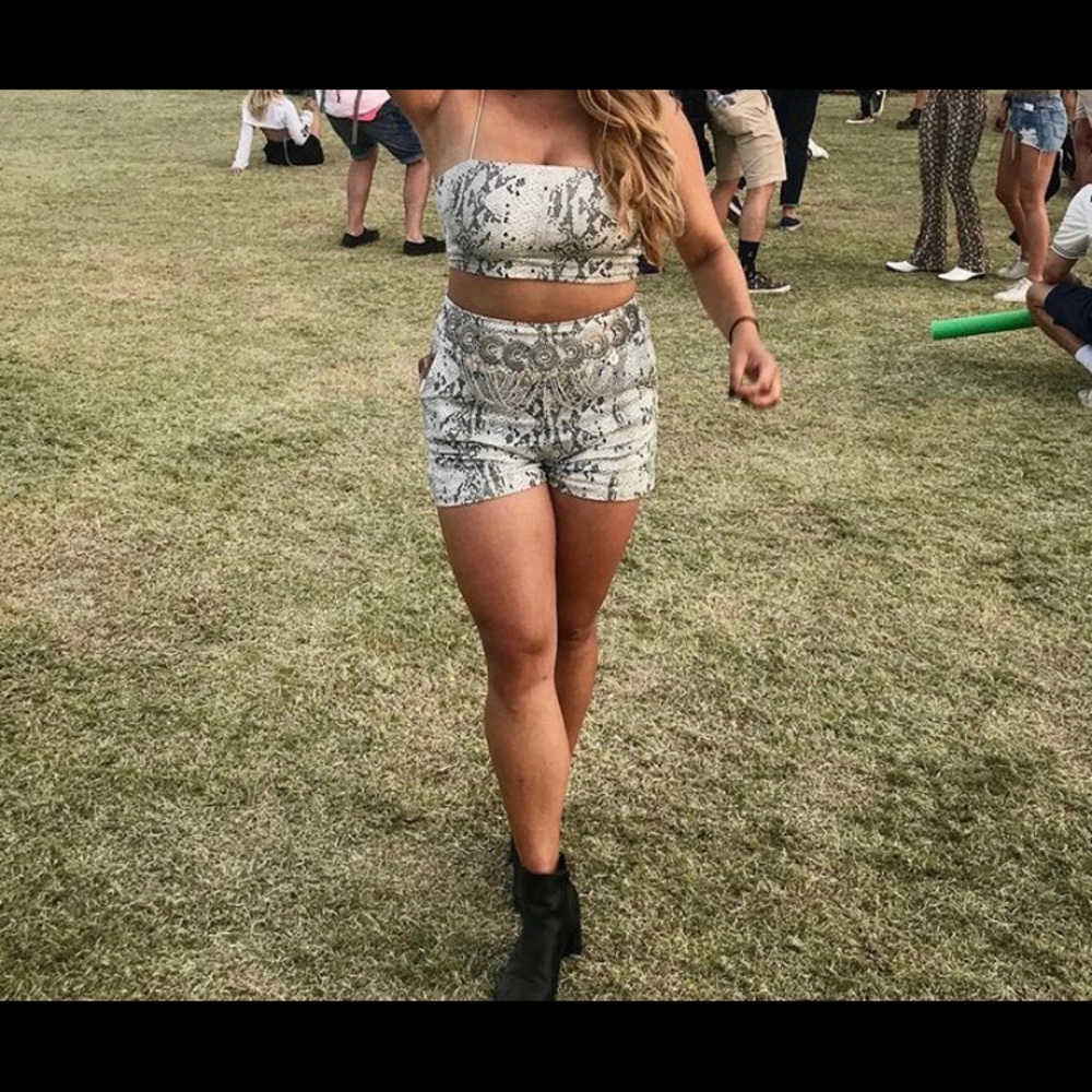 Snake print two piece outfit
